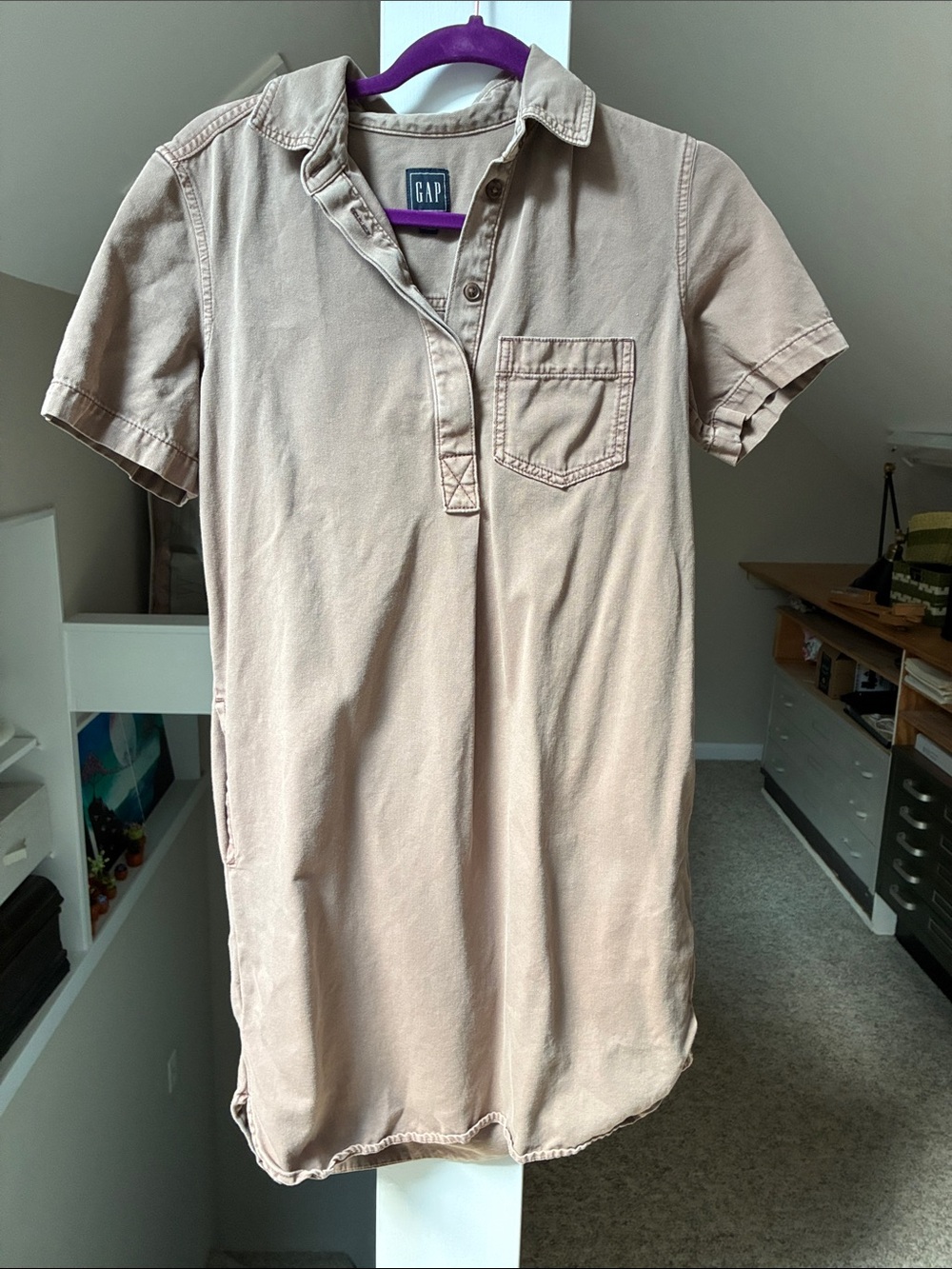 GAP Short Sleeve Polo Dress - Blush